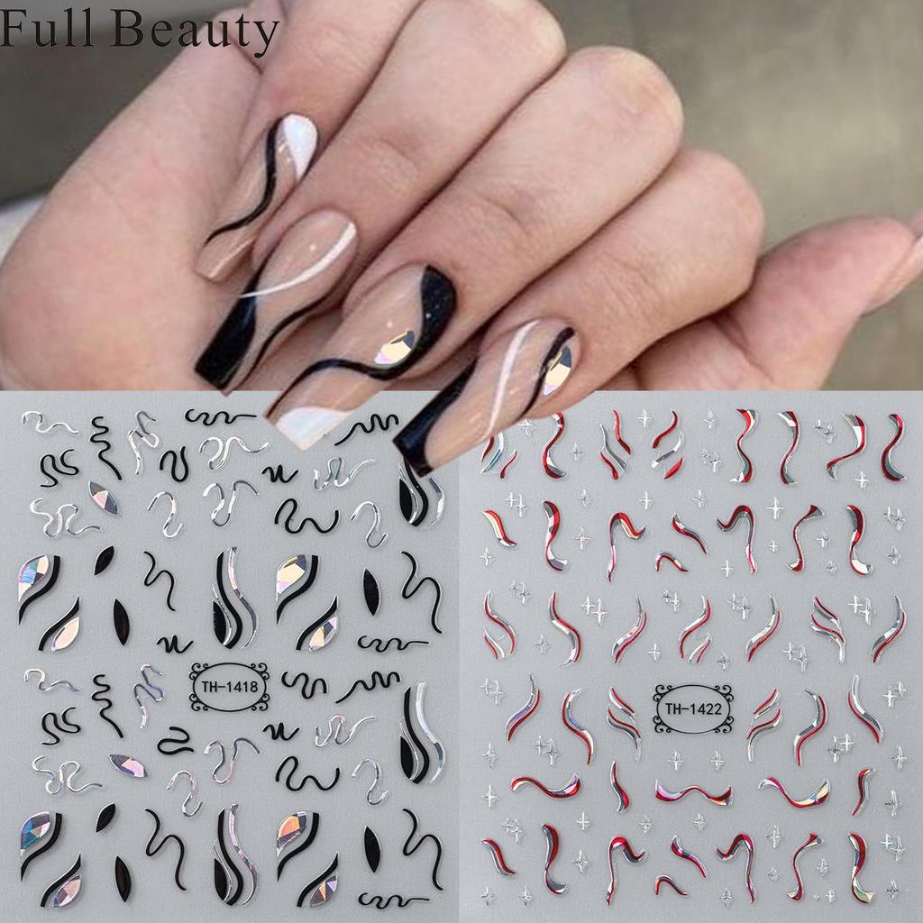 French Nail Stickers Liner Nail Art Decals Colorful Sliders Manicure Decor