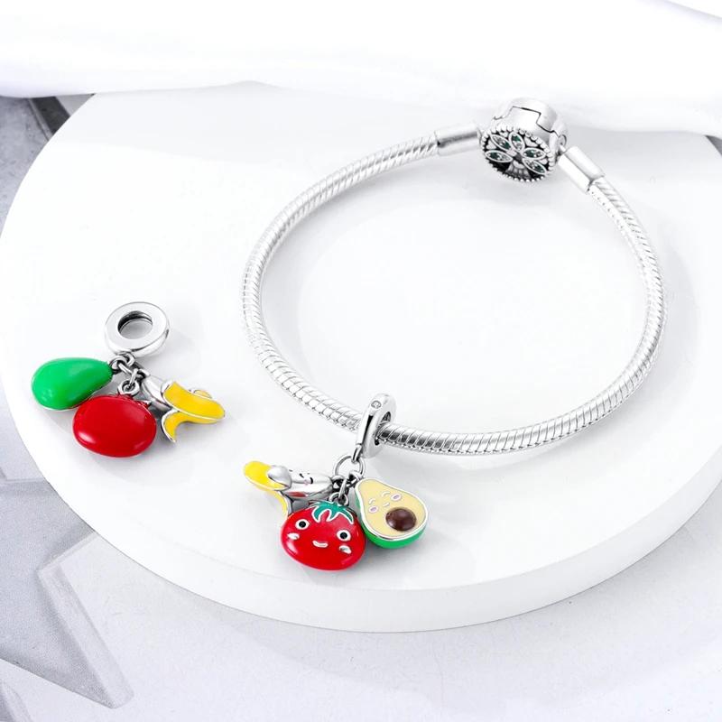 Charms Copperavocado Banana And Tomato Pendant Beads Fit Charms Plataoriginal Bracelet Beads Women Jewellery Making