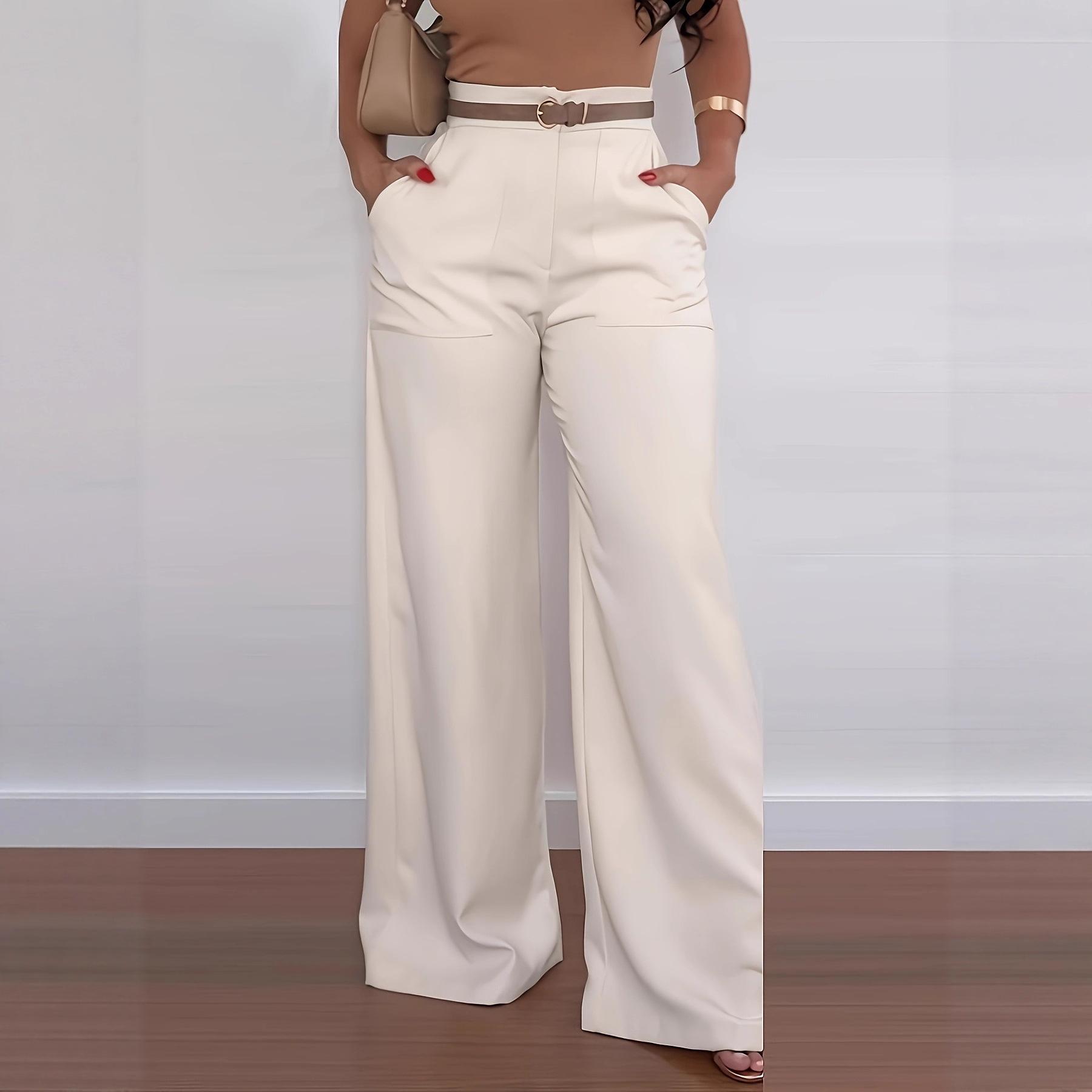 2026 Spring and Autumn New Suit Pants Fashion Casual Versatile Women s Wide Leg Pants 5xl абрикосовый