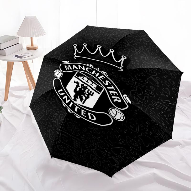 Printed Manchester United FC Logo Printed Folding Umbrella,Outdoor,Leisure,And Travel Umbrella,Durable Umbrella Fabric,Birthday And Holiday Gift