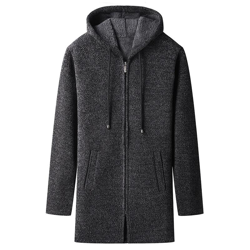 Autumn Winter Men Knitted Sweater Jackets Mens Hooded Cardigan Men Causal Fleece Sweaters Male Fashion Slim Fit Coat Windbreaker