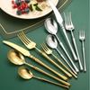 304 Stainless Steel Cutlery Set: Knife, Fork, Spoon, Steak Knife, and Coffee Spoon.