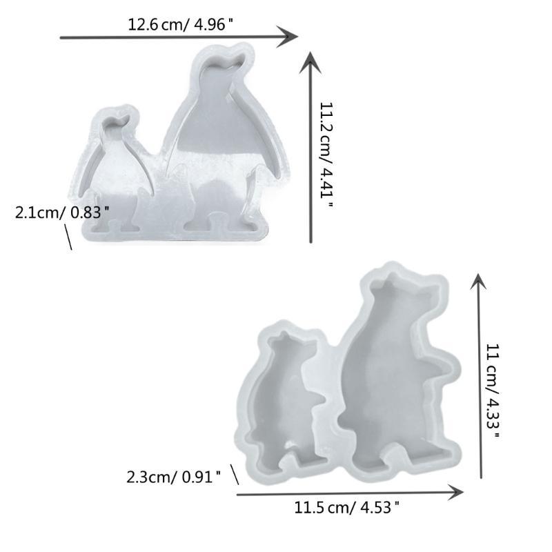 Bear Penguins Holder Mold Candlestick Mold for Candle Tealight Holder Decor Gypsum Ornament