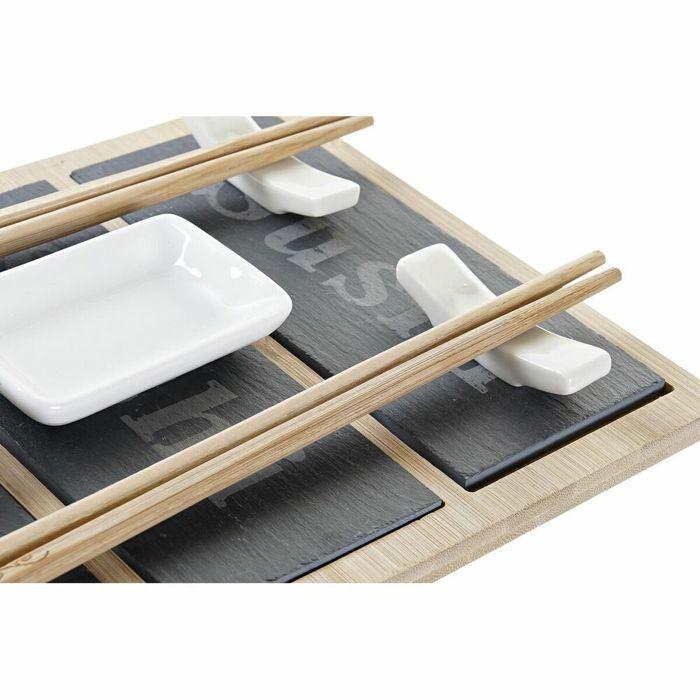Soucoupes de sushi - DKD HOME DECOR - Ensemble en bambou - Noir/Naturel - Rond - En pack