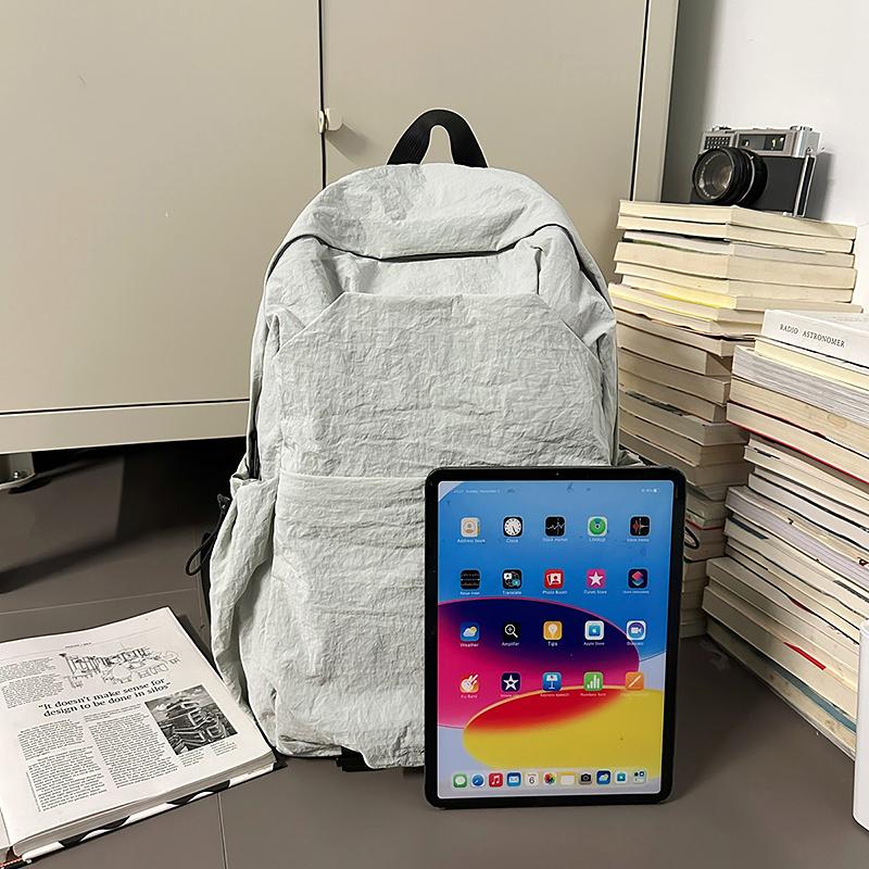 Student Solid Color Schoolbag Large Capacity Backpack
