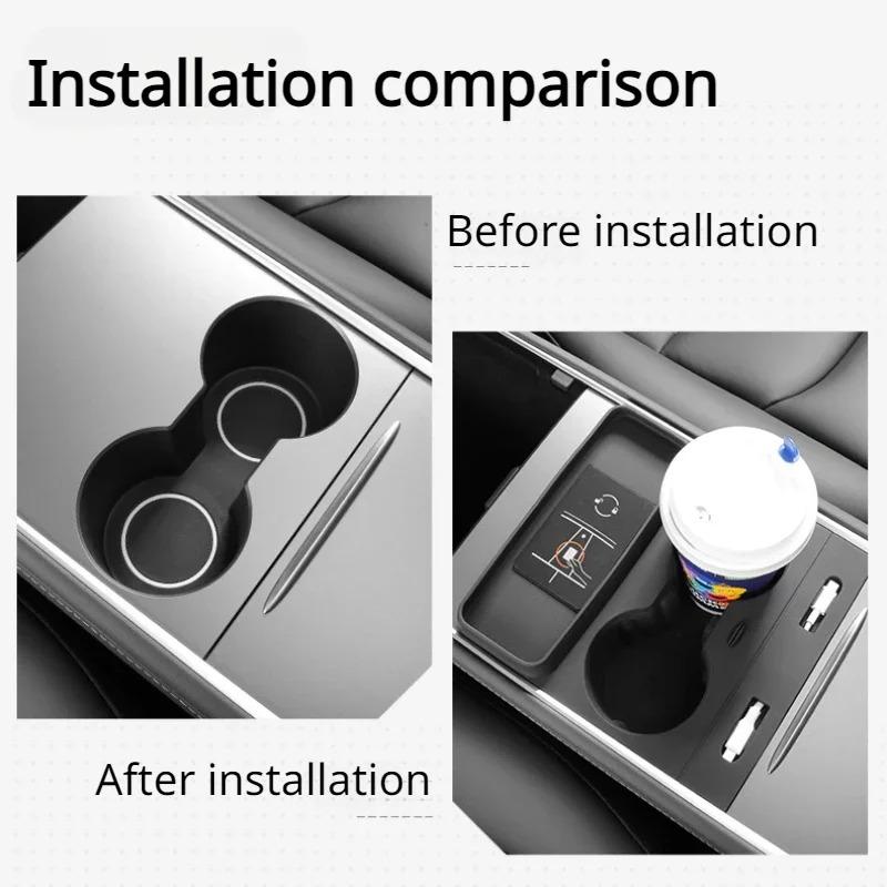Water Cup Box for Tesla Model 3 Y 2025-2025 Central Control Multifunctional Silicone Water Cup Limiter Car Cup Holder Decoration