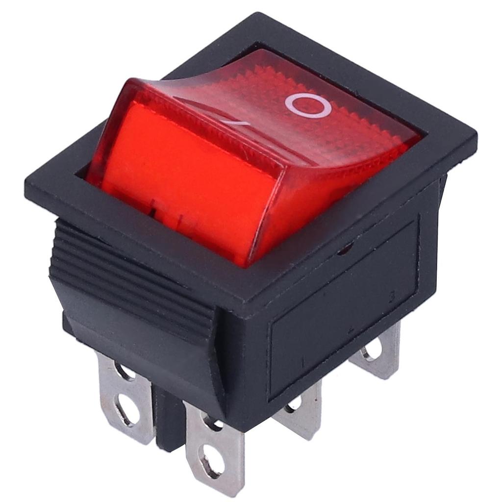 10Pcs Rocker Switch On/Off Red with Light 6‑Pin 2‑Level Power Supply KCD4 15A/250V