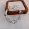 Natural White Quartz Crystal Bracelet Women 14mm Large Beads Handmade Strand Jewelry With Shell Elegant Minimalist