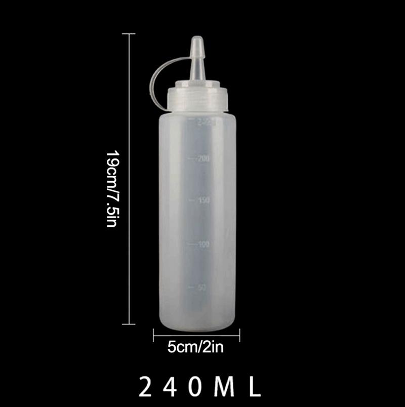 Quetschflaschen mit Deckel Mehrere Größen Ketchup Saucen Olivenölflasche mit Skala Küchenzubehör