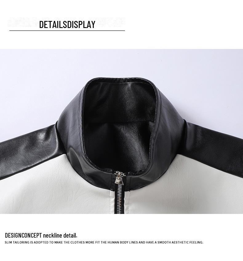 Chaqueta de Cuero de Carreras para Hombre 2025 con Estilo de Color de Contraste: Abrigo estilo Hong Kong