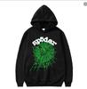 Fashion trend foam sp5der spider web print loose hooded sweater couple jumper hoodie