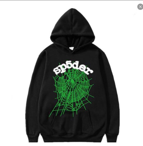 Fashion trend foam sp5der spider web print loose hooded sweater couple jumper hoodie