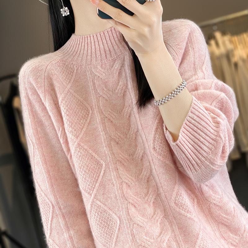 Women's Cashmere Sweater Qinghe Cashmere 30% Cashmere 70% Wool Women's Autumn and Winter Cashmere Pullover Soft and Warm