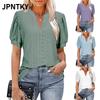 JPNTKY Moda Donna Casual Stampa Colore Unico Manica Corta Scollo a V Camicie & Bluse Design Internazionale
