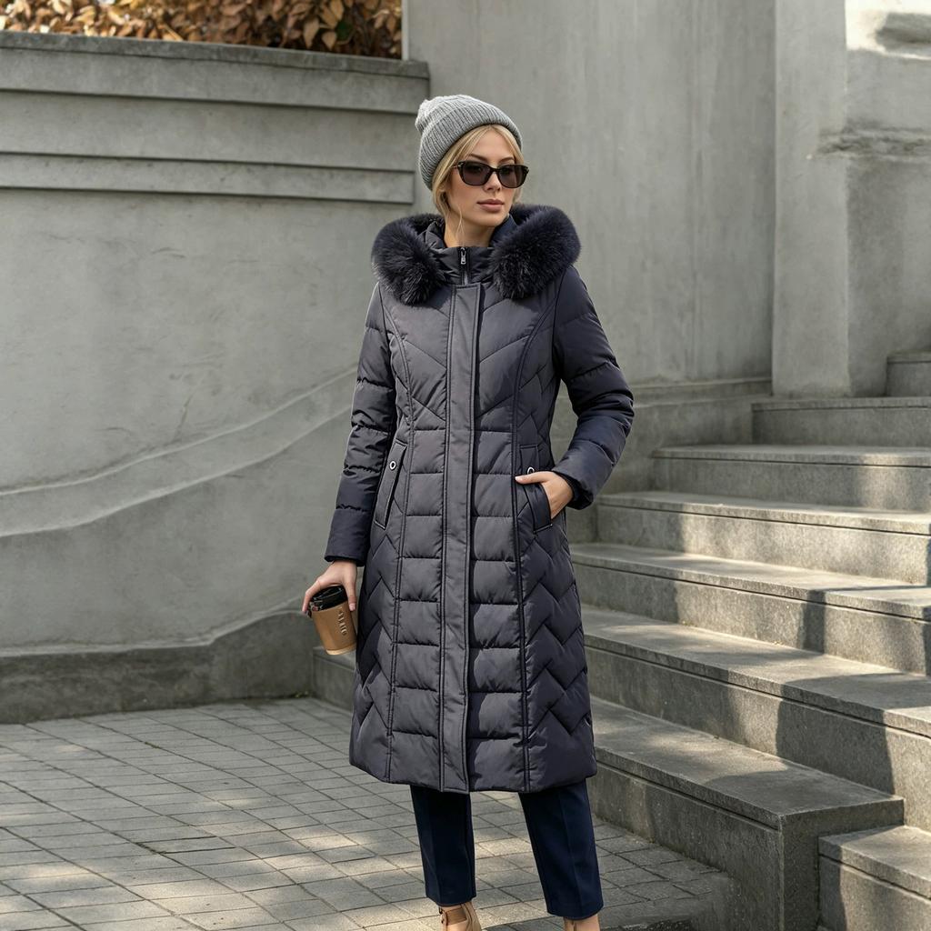 Medium To Long Slim Fit Thick Cotton Jacket Warm Cotton Clothing for Women