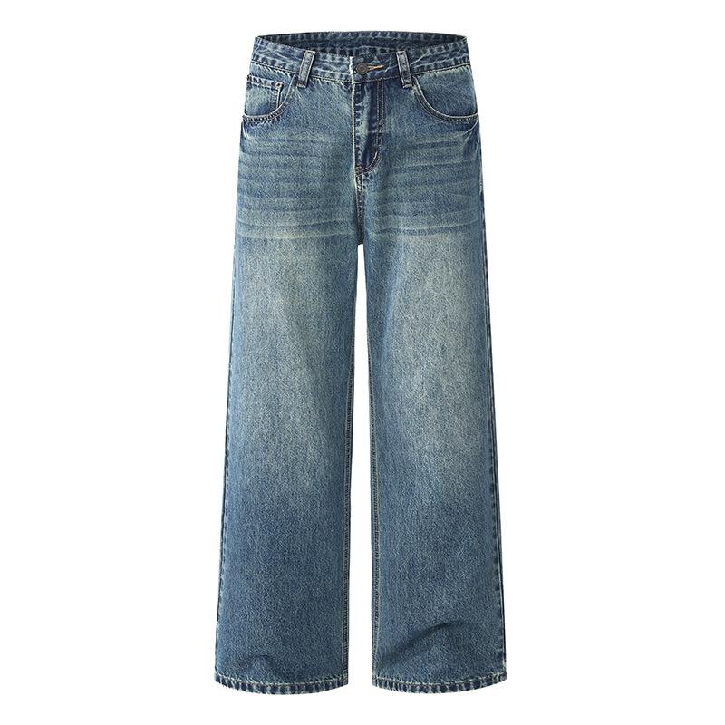 

Ностальгические вываренные ретро синие джинсы мужские и женские нейтрального стиля универсальные микро-зауженные брюки S