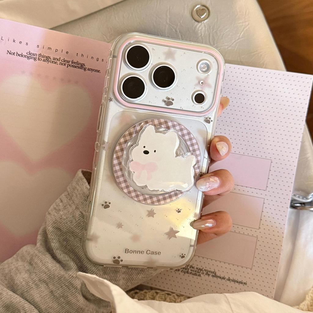 Cute White Puppy Magnetic Phone Case for iPhone 16, iPhone 17, and iPhone 17 Pro Max