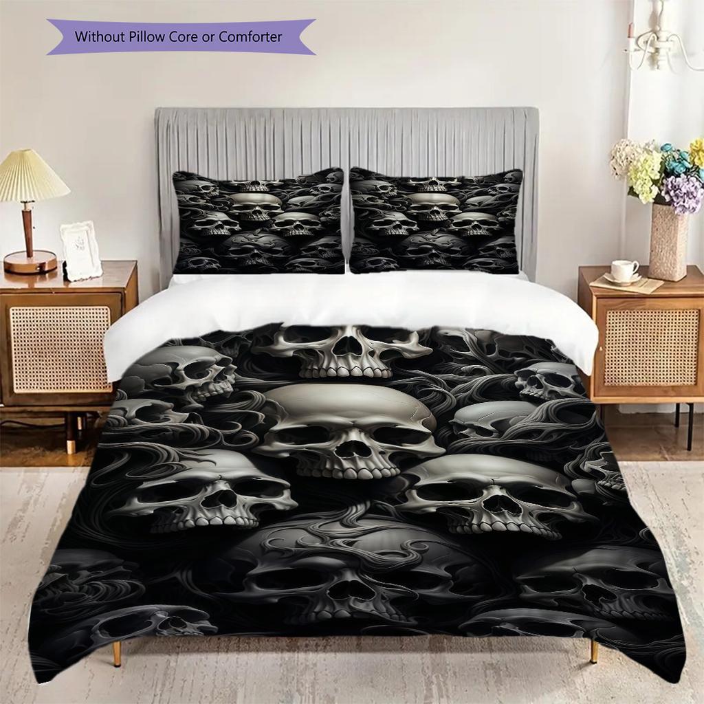 Skulls Raven Set Threepiece Set 1 Duvet Cover 2 Pillowcase Without Core Bedding Set Duvet Cover And Pillowcase Christmas Birthday Gift