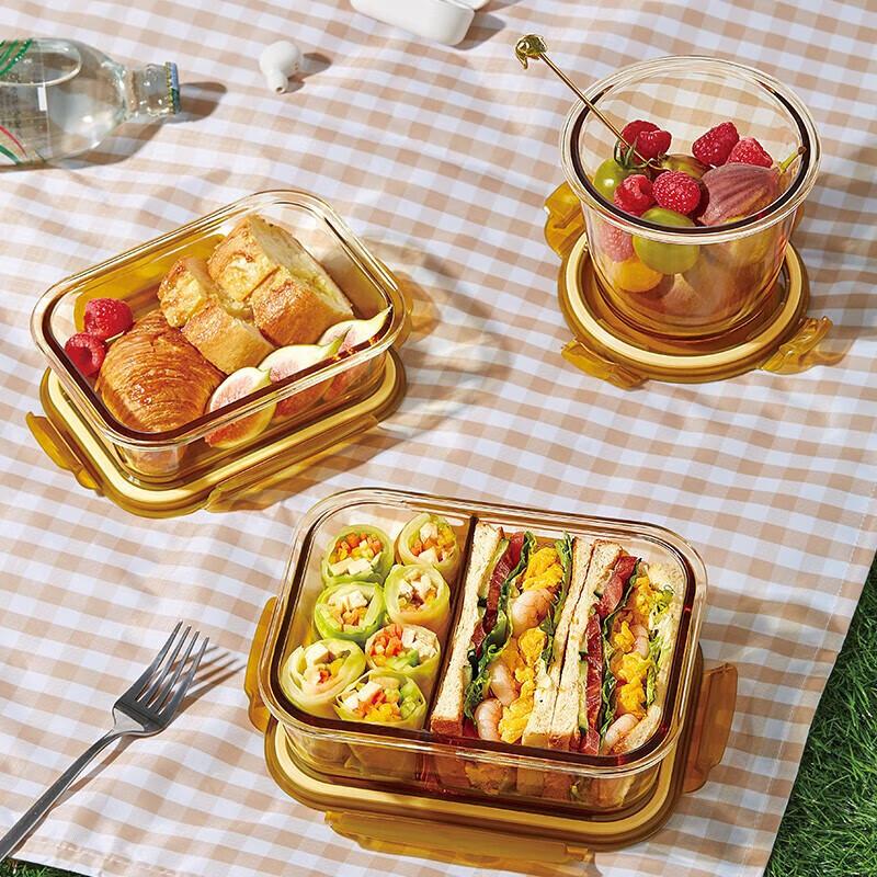 VISIONS Corning Amber Glass Food Storage Container Set, 3-Piece