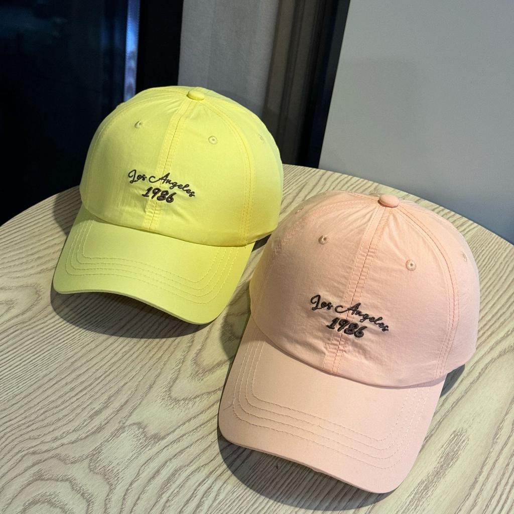 New letter-embroidered quick-dry baseball cap for women, Japanese style, wide brim, deep crown, face-slimming, sun-shading, sun-protective cap for