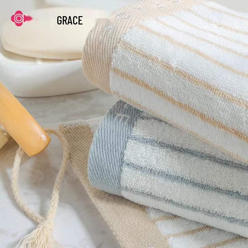 Jie Liya Klassisk Randig Ansiktshandduk i Ren Bomull - Mjuk & Bekväm Hushållsgåva