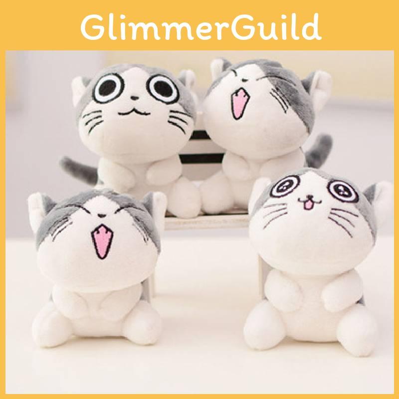 Adorable 10cm Cat Plush Keychain Cute Smiling Kitten Soft Stuffed Animal Toy