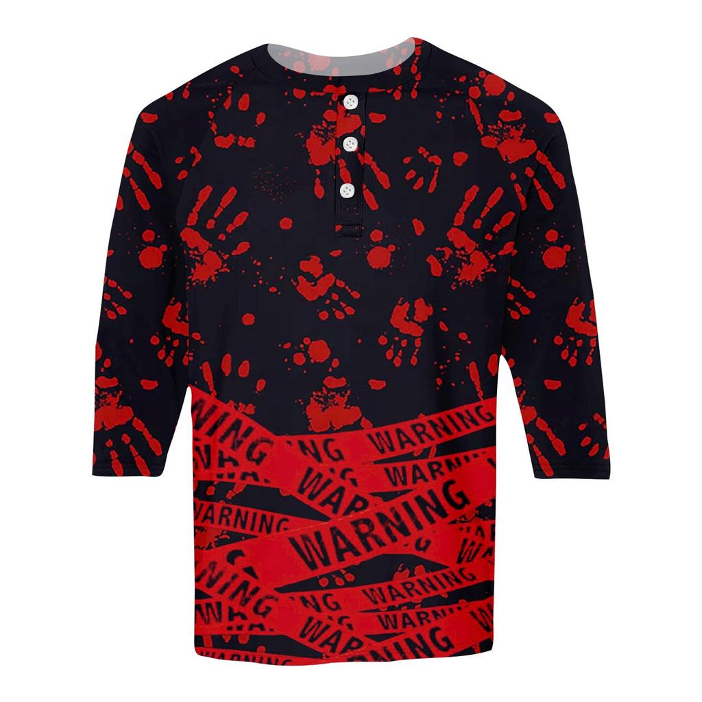 Men's Halloween Print Raglan Dralan Three-quarter Sleeve Casual Top