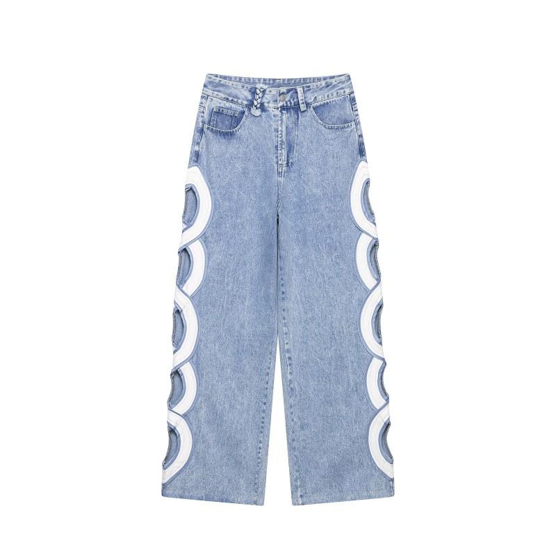 Womens High-Waisted Straight Cut Denim Pants