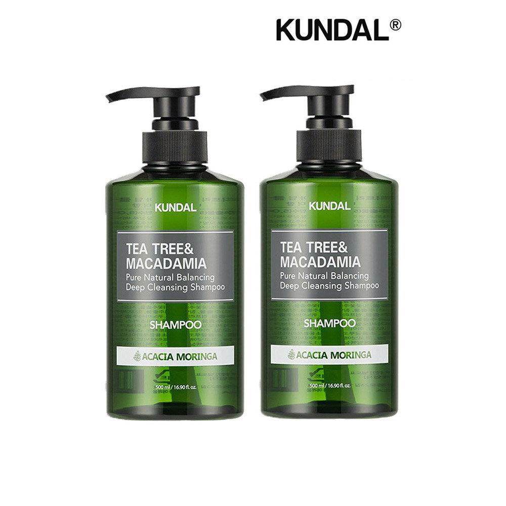 KUNDAL Tea Tree & Macadamia Deep Cleansing Shampoo for Oily Hair Acacia Moringa 500ml x2