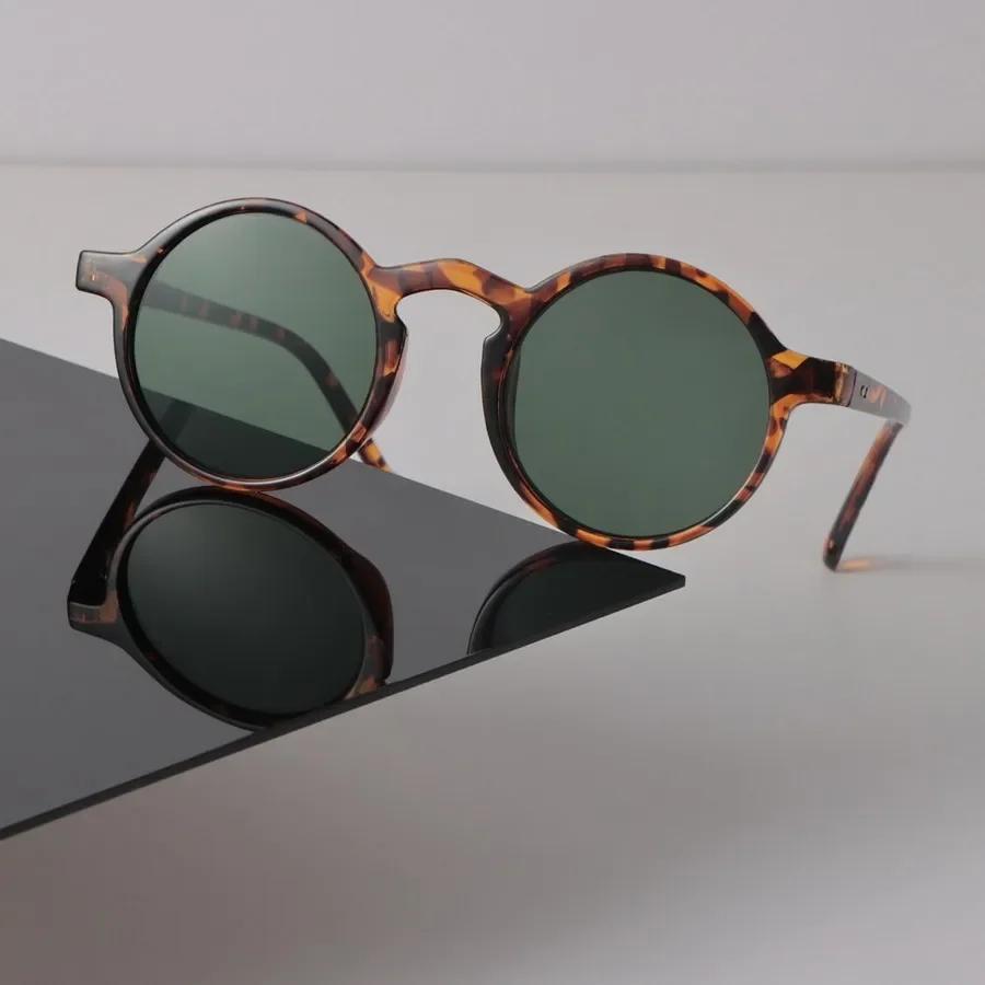 Leopard Runde Sonnenbrille Damen Herren Retro Luxus Weiblich Männlich Spiegel Klar Designer Brillenmarke Schwarz Sonnenbrille