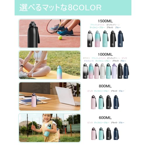 FJbottle 1 Liter Vacuum Insulated Sports Bottle, One-Touch, Keeps Hot and Cold Drinks Hot or Cold, Wide Mouth, Easy to Clean, Stainless Steel, Include
