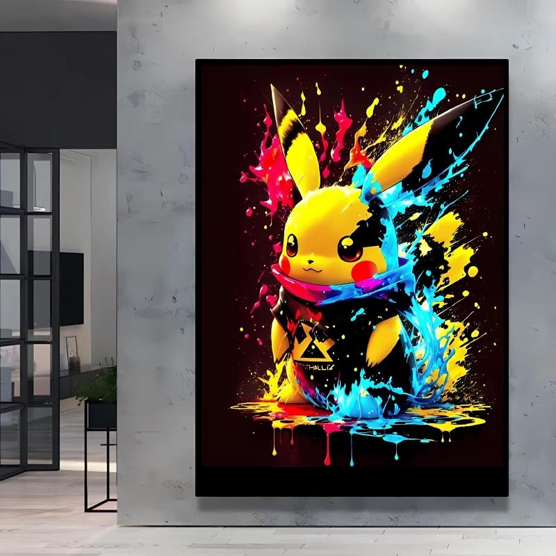 Japanese Anime Canvas Paintings  Pikachu Poster Cartoon Character Picture Bright and Clear Colors High Quality Home Decor