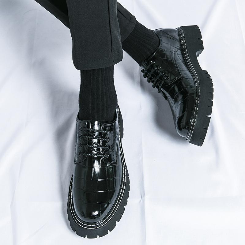 Fashion Fashion Thick Bottom Man Oxford Footwear Lace-Up Outdoor Male Shoes Fashion Casual Shoes Artificial Leather Mens Business Shoes