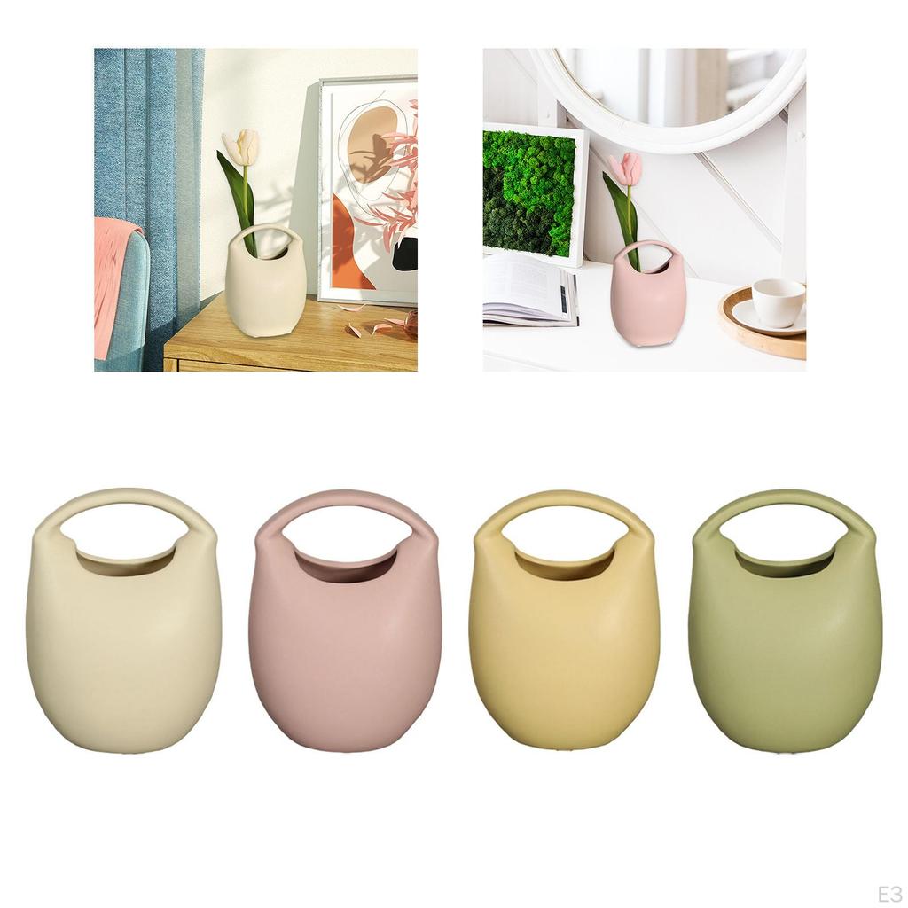 Bag Shaped Flower Vase Handbag Shape Ceramic Collection Floral Arrangement Home Decoration