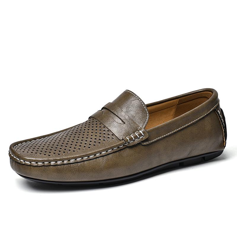 Men s Breathable Cowhide Leather Loafers - Soft Sole Slip-On Driving Shoes, New Spring Style 40