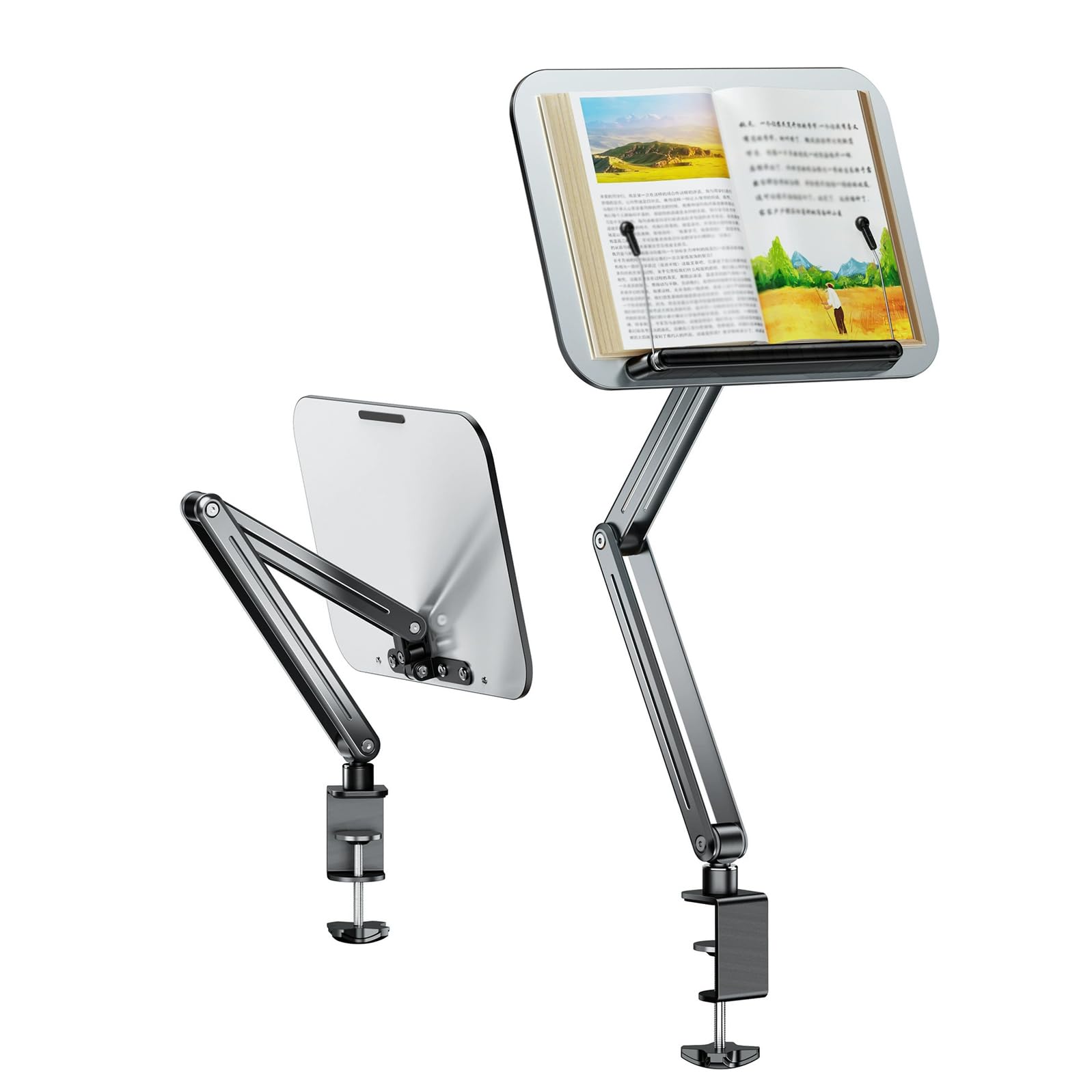 reading laptop recipe aluminum reading book tablet for home book holder Bookstand, stand, clamp-type, stand, 360-degree rotation, foldable, stand,