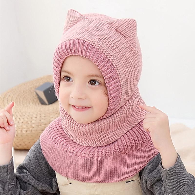 Koreaanse Stijl Kinder Dubbele Pompon Oorflappen Hoed & Eendelig Sjaal Set (Herfst/Winter 2025 Collectie)