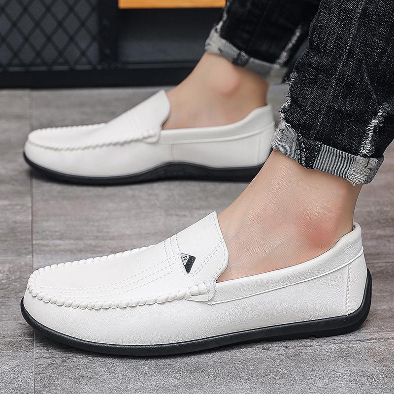 Men's shoes 2024 new casual single shoes cover feet soft sole men's leather shoes lazy one pedal casual men's Doudou shoes