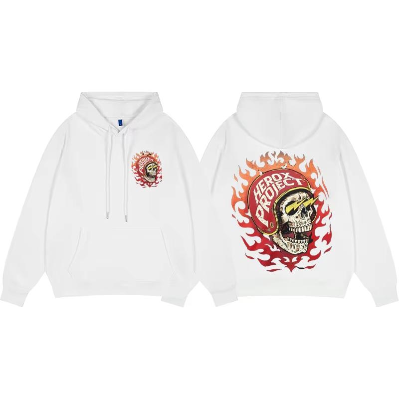 Harley Classic Vintage Flammen Totenkopf Blitzauge Lokomotive Harley Baumwolle Bedruckter Hoodie Herren und Damen Pullover Halloween Oberteil