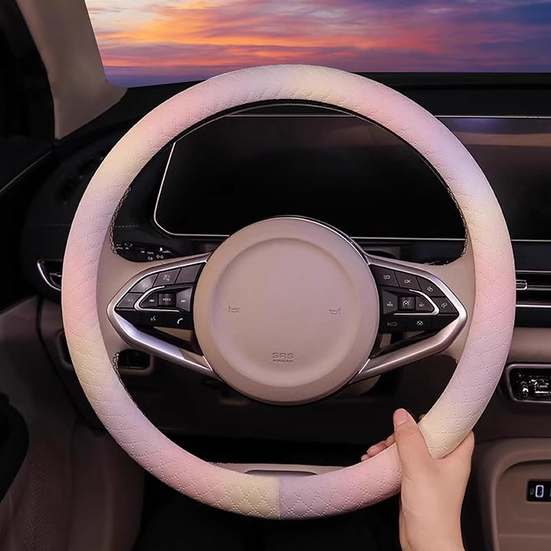 Wildflower Steering Wheel Cover, Flower Car Accessory For Diverse Cars, Steering Wheel Cover Non-Slip Breathable Fabric Absorbing Sweat Universal Car