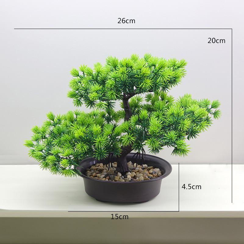 Plastics Changpai Scotch Pine Thuja Sutchuenensis Green Plant With Pot And Stone