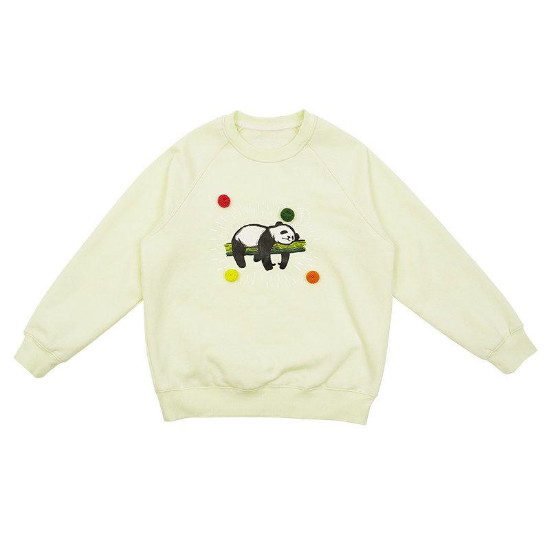 Toothpick Pills and Friends [Rest for a While] Panda Printing Girl Winter Fleece Sweater Onion White 130