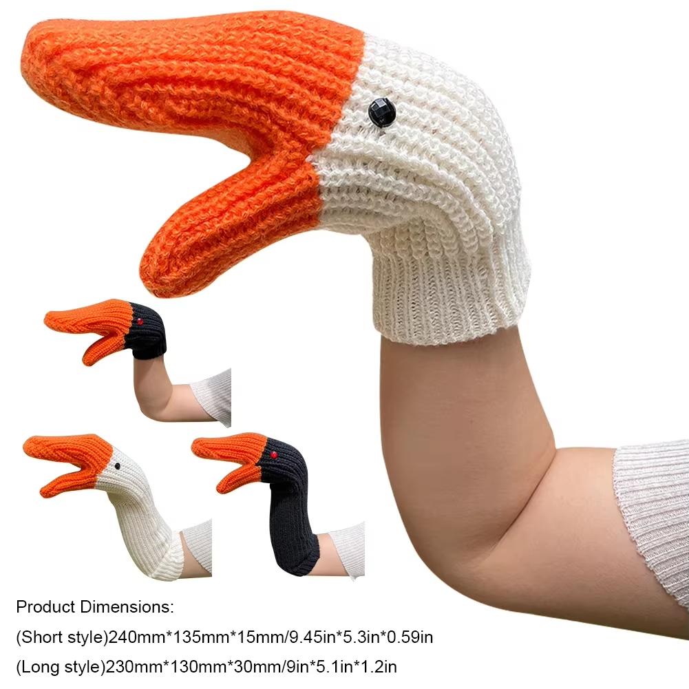 Knitted Yarn Three-dimensional Swan Full Finger Gloves Are Suitable for Keeping Warm In Autumn and Winter for Both Men and Women