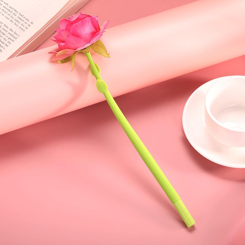 2Pcs Cute Rose Flower Silicone Neutral Pen Office School Supplies Stationery Creative Sweet Pretty Lovely Soft Pen