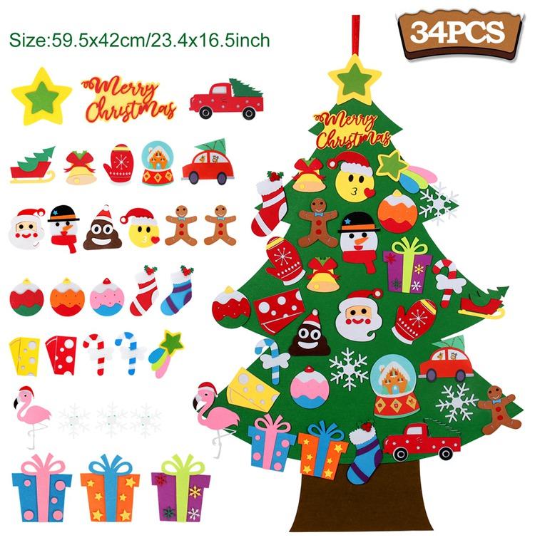 Kids DIY Felt Christmas Tree Merry Christmas Decorations For Home 2025 Christmas Ornaments Navidad Gifts Xmas Tree New Year 2025