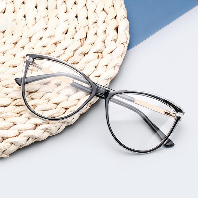 Blue Light Blocking Cat Eye Nearsighted Eyeglasses Spring Hinges Unisex Oval Prescription Spectacle 0 -0.5 -1.0 -2.0 To -6.0