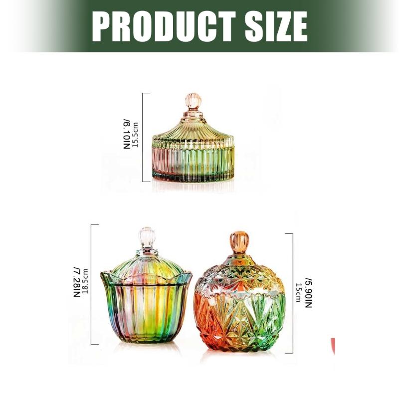 Beautiful European Style Multicolored High Transparency Glasses Candy Storage Jar for Decors and Organization at Homes