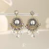 Fashion Light Luxury Crystal Fringed Earrings, Retro Ethnic Style Handmade Studs, Bohemian Temperament Crystal Earrings.