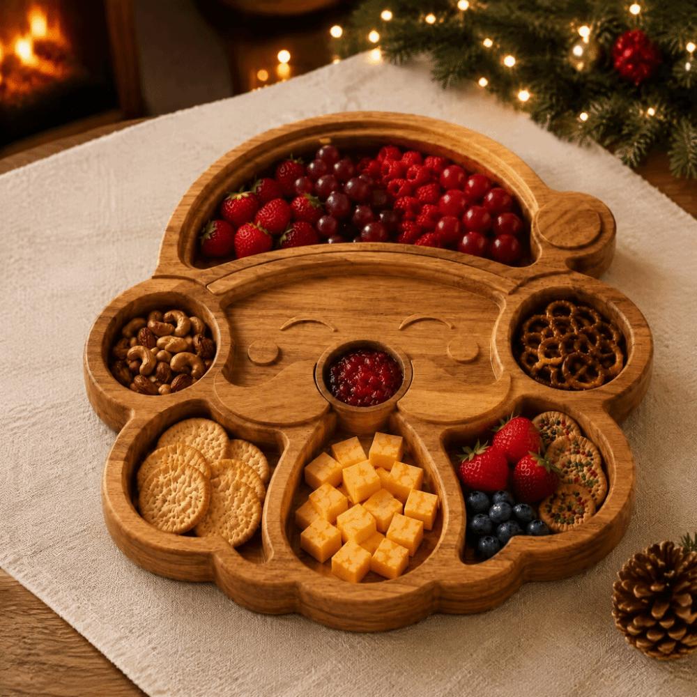 Santa Claus Shape Divided Snack Platter Divided Food Storage Plate Holiday