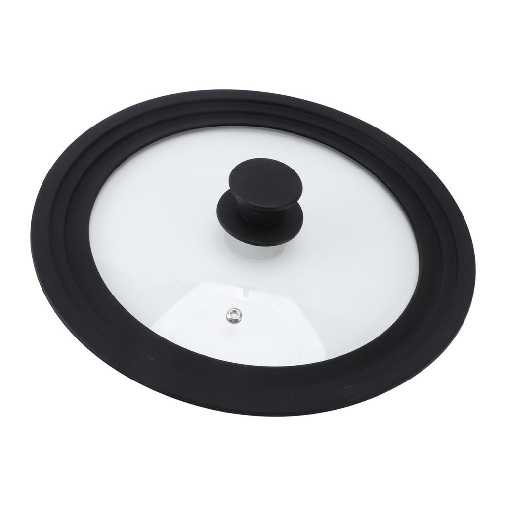 Round Glass Pot Lid Heat Resistance Silicone Rim Universal Kitchen Pan Cover for 24cm 26cm 28cm